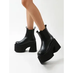 Y2K Inspired Chelsea Boots with Square Heel and Ankle Height